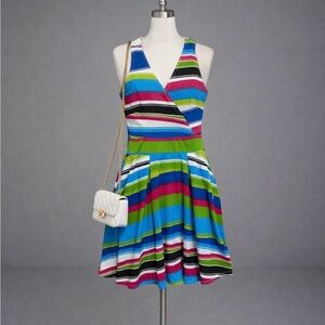 Solo La Fe Striped Fit & Flare Dress Women’s Sleeveless Colorful Spring Summer
